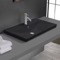 Drop In Bathroom Sink, Matte Black Ceramic, Rectangular